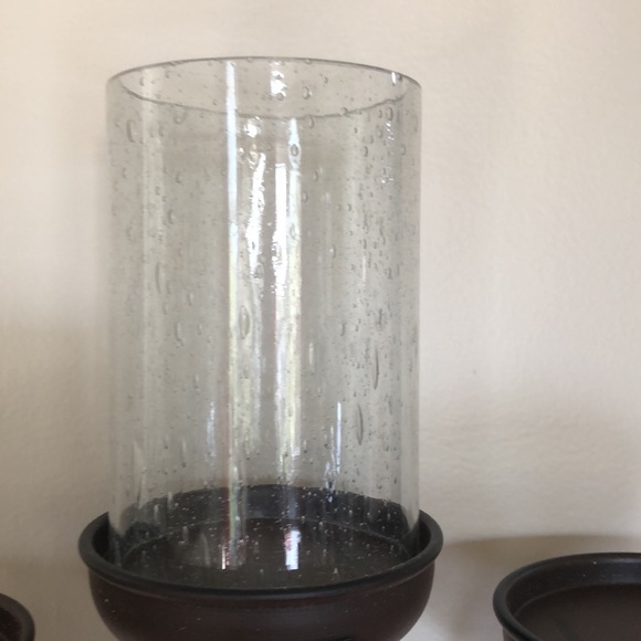 Decorative Three-Candle wall sconces in wrought iron with 3 glass candle holders - Picture 9 of 14